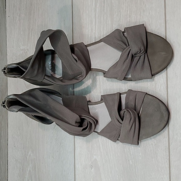 NEW Eileen Fisher Women Joy Mesh Knot Crisscross Heels Sandals shoes sz 8.5 - Picture 4 of 11